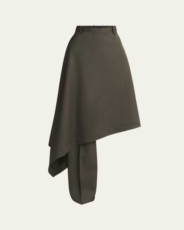 Asymmetric Wool Skirt Trousers